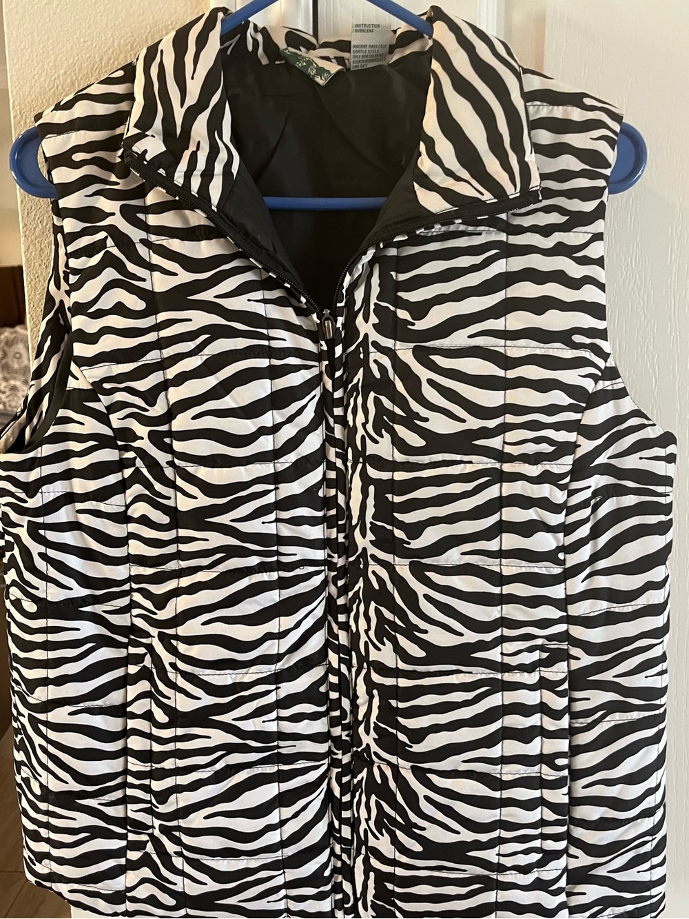 Mountain Lake Zebra-Print Quilted Vest in Black & White